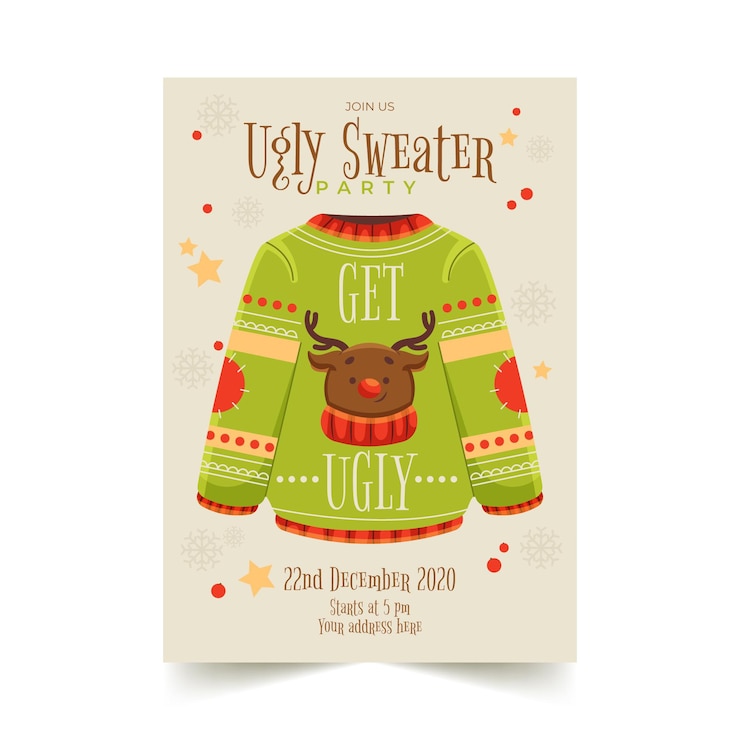 Vector Gratis undangan pesta sweater jelek