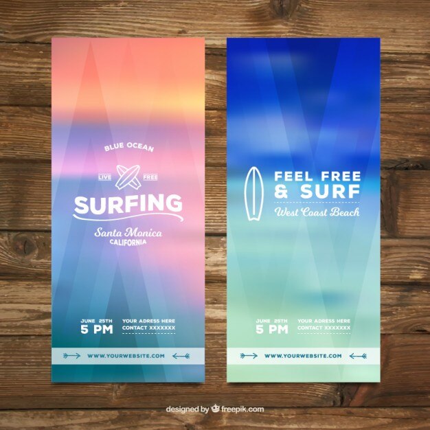 Vector Gratis unfocused colored surf banners