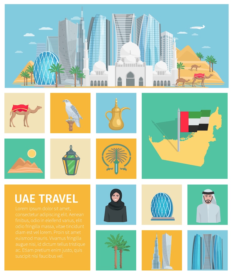 Vector Gratis united arab emirates decorative icons set 