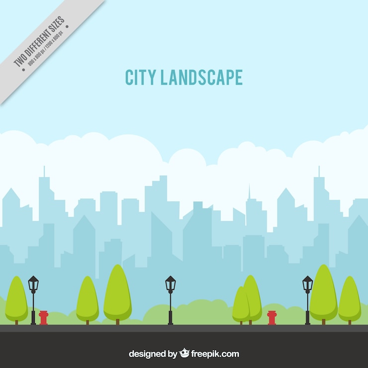 Vector Gratis urban landscape background with trees
