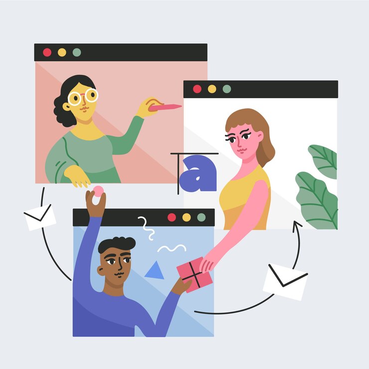 Vector Gratis using webcam concept quarantine at home