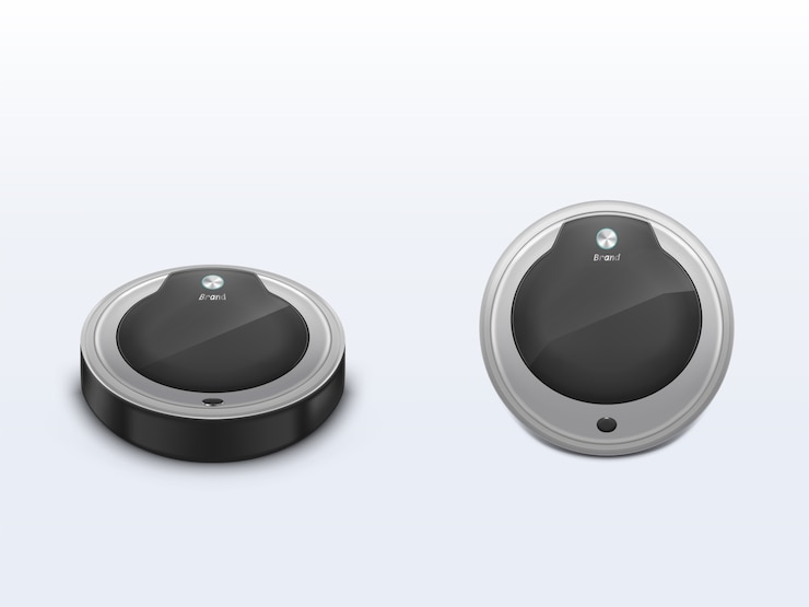 Vector Gratis vacuum cleaner robot front, top view 3d realistic vector