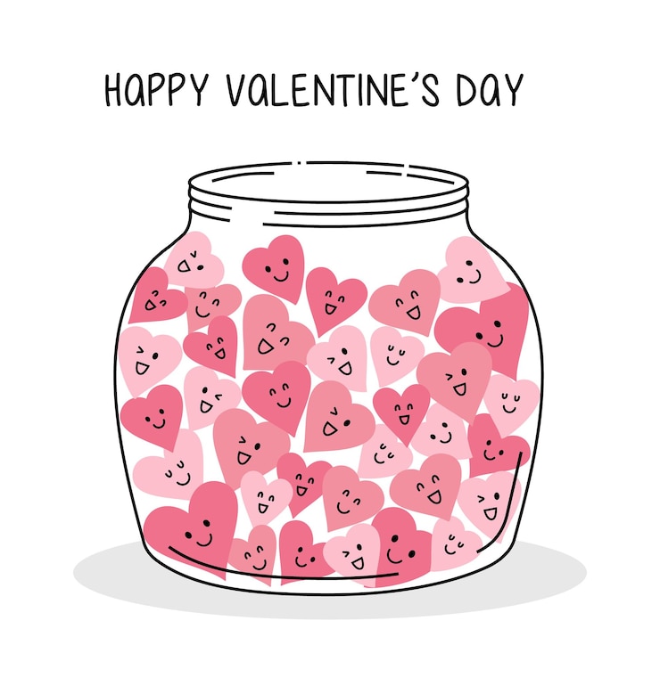 Vector Gratis valentine card with a jar filled with hearts illustration for valentines day or wedding invitation