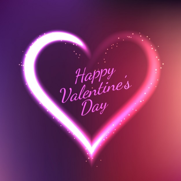 Vector Gratis valentines card with neon heart
