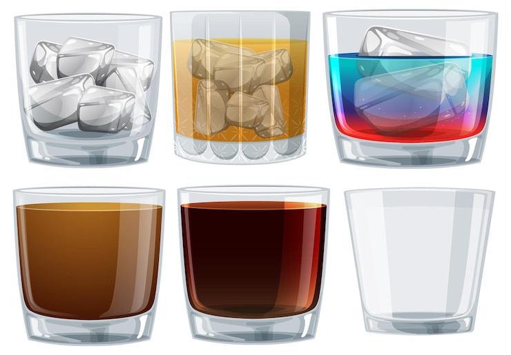 Vector Gratis variety of drinks in glassware illustration