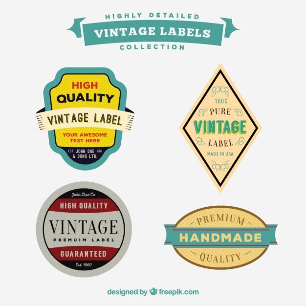 Vector Gratis variety of labels in vintage style