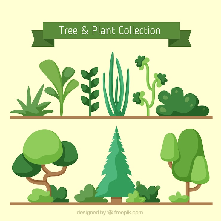 Vector Gratis variety of plants and trees
