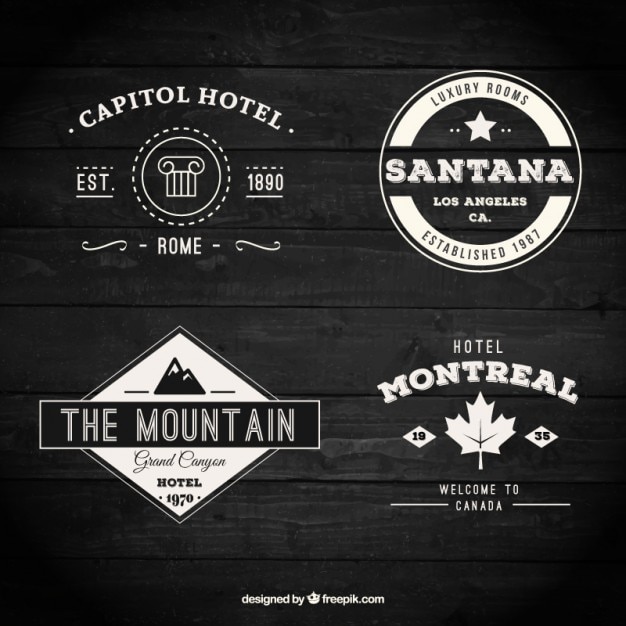 Vector Gratis variety of retro hotel badges