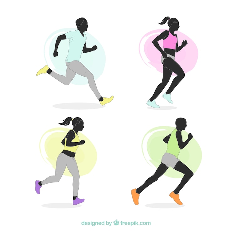Vector Gratis various silhouettes of runners