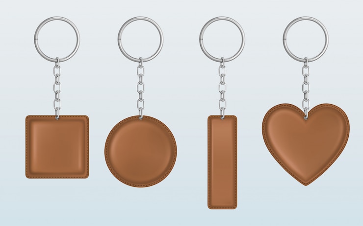 Vector Gratis vector brown leather keychain, holder for key