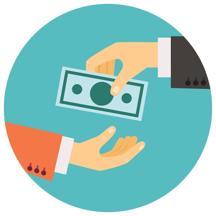 Vector Gratis vector illustration in retro style, hand giving money to other hand