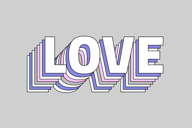 Vector Gratis vector love layered typography retro word