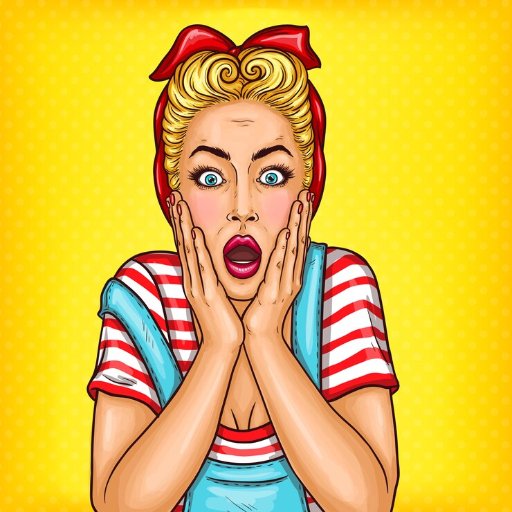 Vector Gratis vector pop art surprised housewife with open mouth