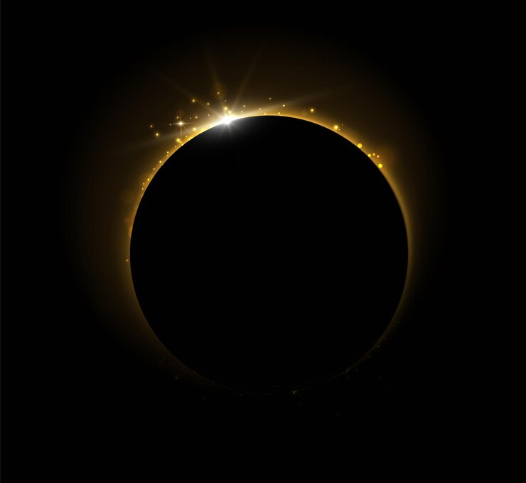 Vector Gratis vector realistic illustration sun eclipse with flares and sparkles scifi banner futuristic backg