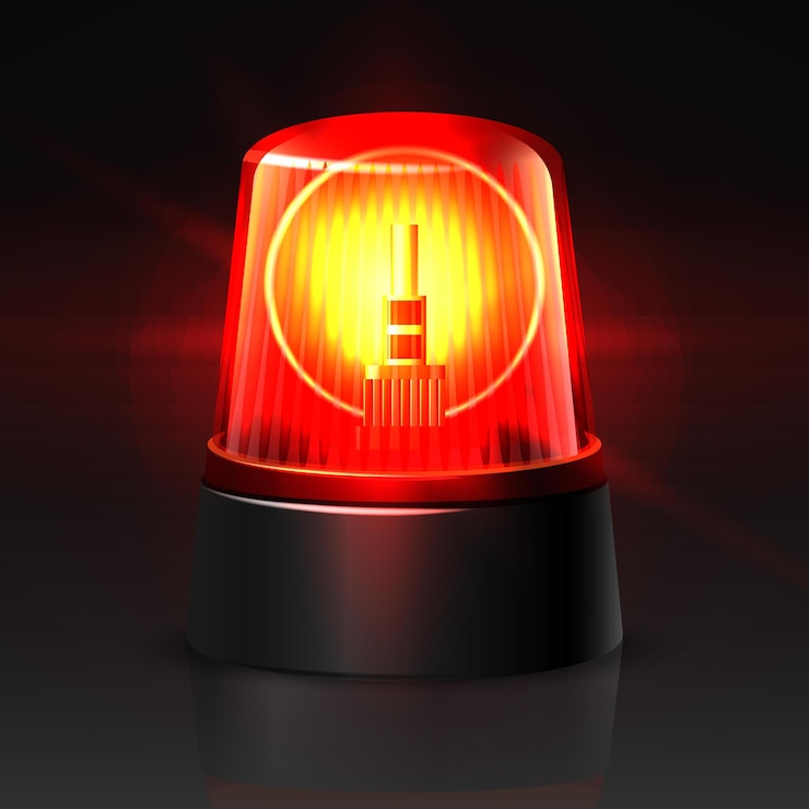 Vector Gratis vector red police car top light glowing in the dark on black