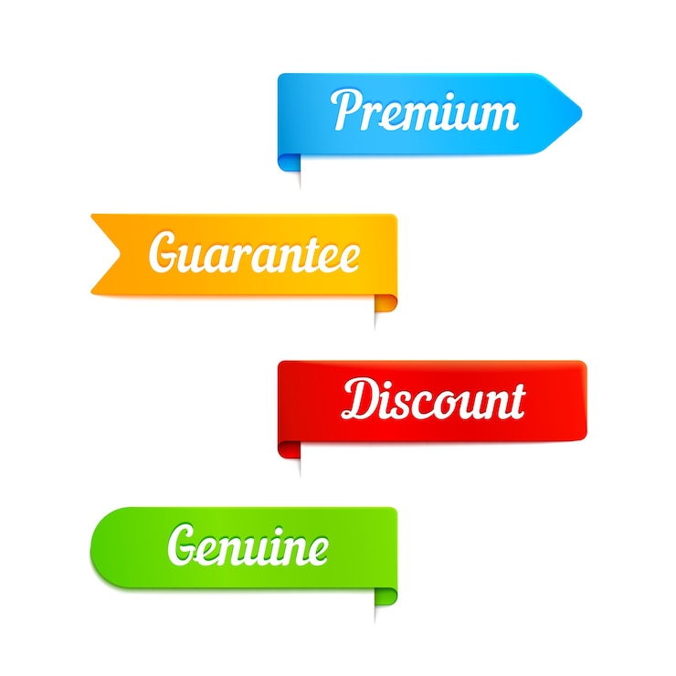 Vector Gratis vector ribbons banners with slogans guarantee,