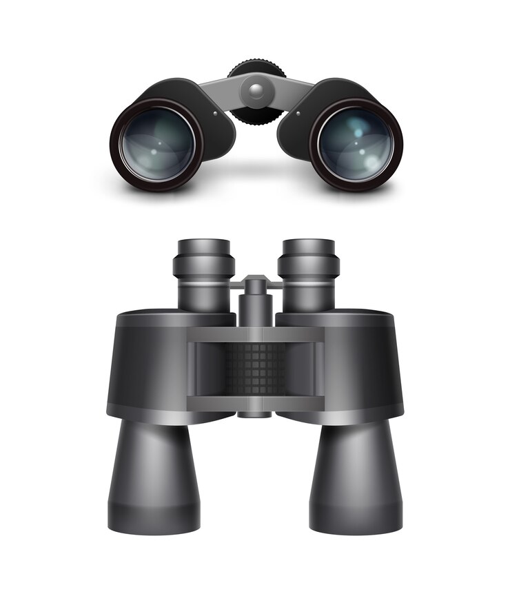 Vector Gratis vector set of black travel binoculars top side view isolated on white background