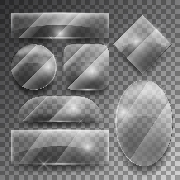 Vector Gratis vector transparent glass plates set. shiny frame glossy, empty shape illustration