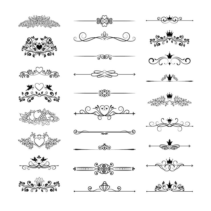 Vector Gratis vector vintage page decor with crowns, arrows and floral elements