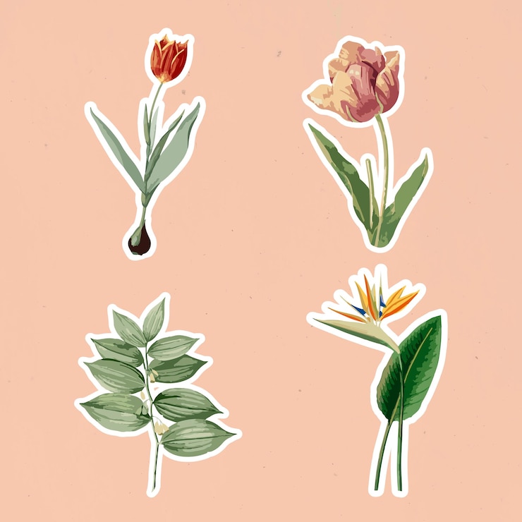 Vector Gratis vectorized flower sticker collection design elements