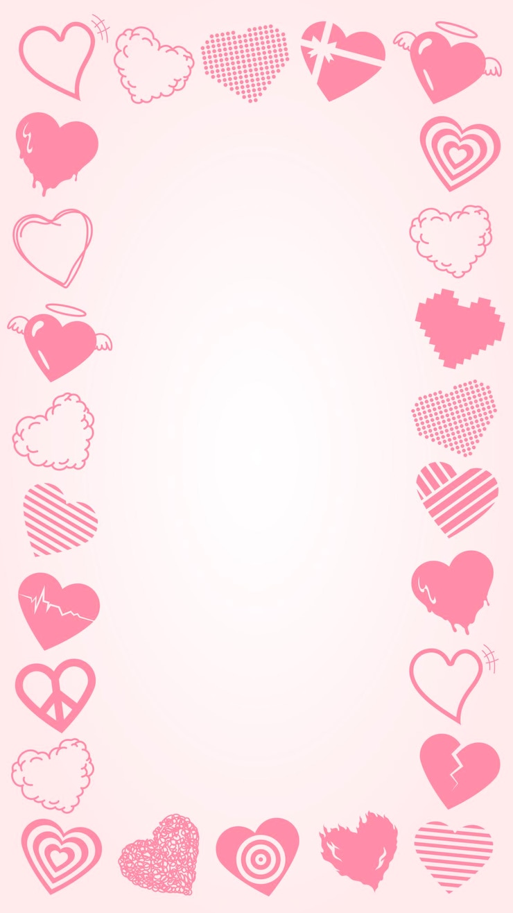 Vector Gratis vektor bingkai hari valentine, desain batas hati yang lucu