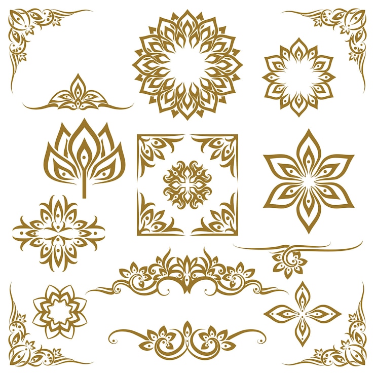 Vector Gratis vektor elemen dekoratif etnis thailand. elemen etnis, ornamen dekoratif, ilustrasi etnis thailand