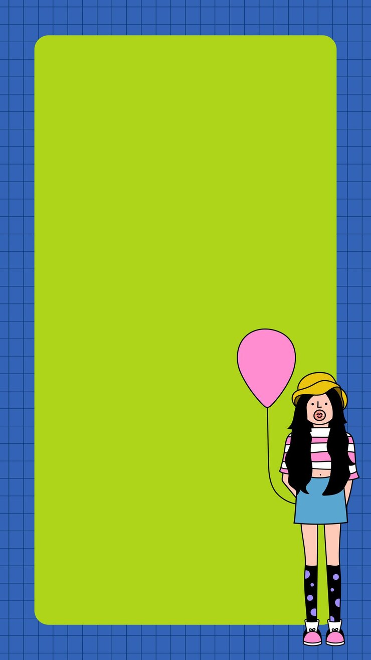 Vector Gratis vektor gadis meniup permen karet dan latar belakang balon merah muda