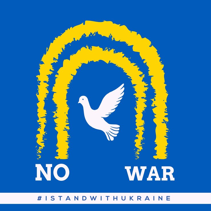 Vector Gratis vektor gratis banner desain media sosial latar belakang biru kuning putih perdamaian untuk ukraina
