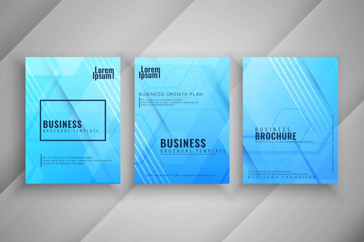 Vector Gratis vektor set templat brosur bisnis geometris biru modern