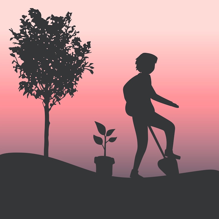 Vector Gratis vektor siluet seorang pria berkebun
