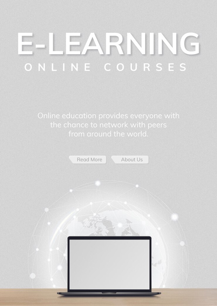 Vector Gratis vektor templat e-learning teknologi masa depan