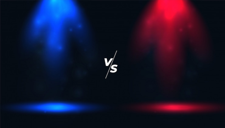 Vector Gratis versus vs background with blue and red spotlights