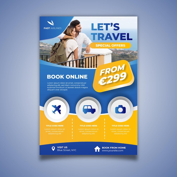 Vector Gratis vertical poster template for traveling