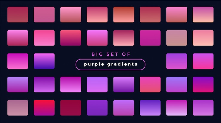 Vector Gratis vibrant set of purple and pink gradients