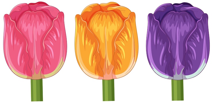 Vector Gratis vibrant tulip trio in vector art