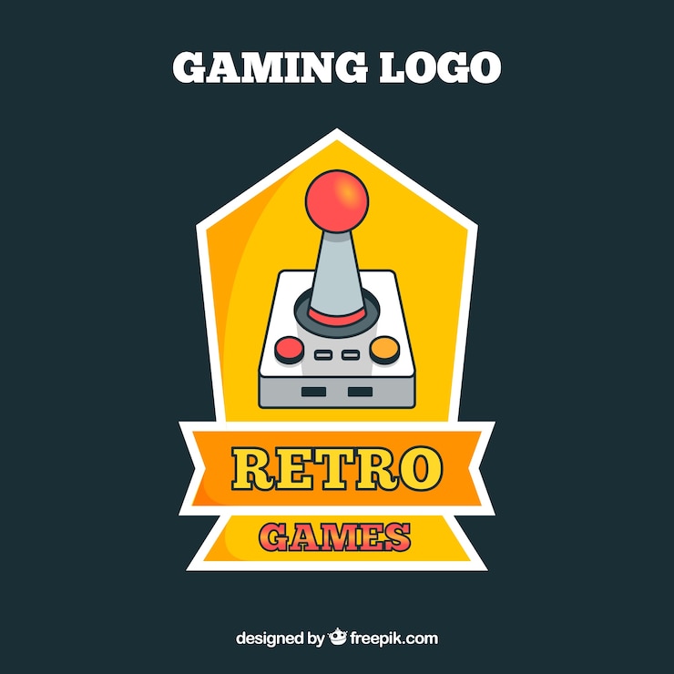 Vector Gratis video game logo template with retro style