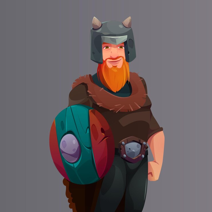 Vector Gratis viking character scandinavian warrior in helmet