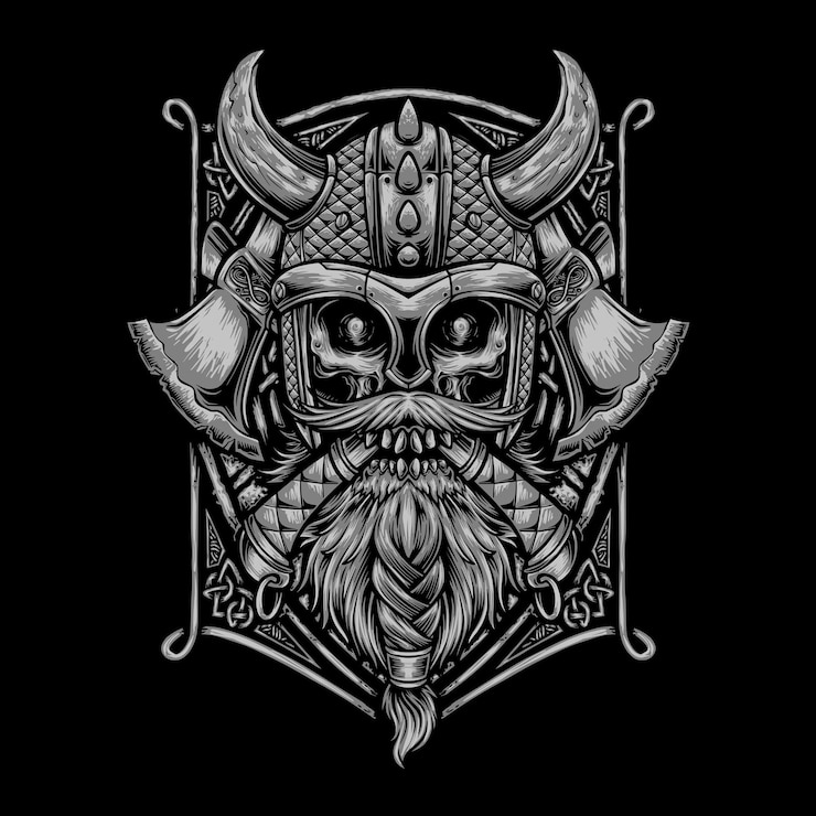 Vector Gratis viking skull vector for tshirt design