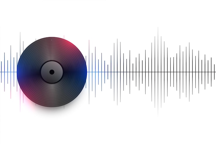Vector Gratis vinil rekaman musik dengan audio beats untuk konser anda berikutnya