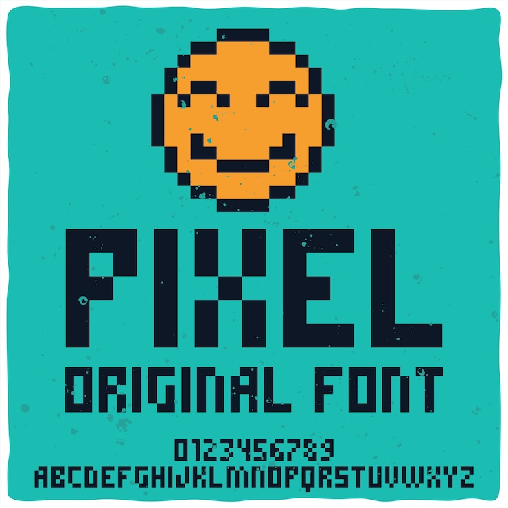 Vector Gratis vintage alphabet typeface named pixel.