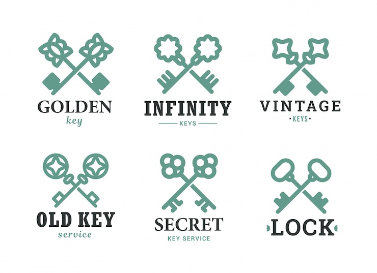 Vector Gratis vintage decorated key flat icon set