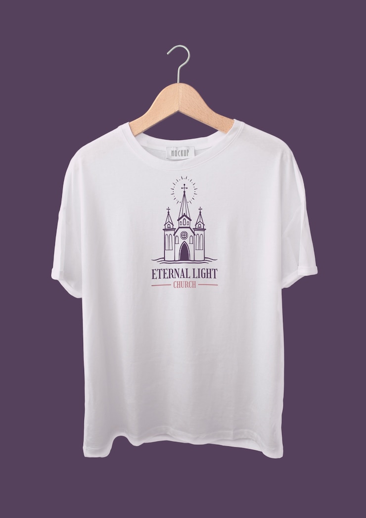 Vector Gratis vintage flat eternal light church t-shirt