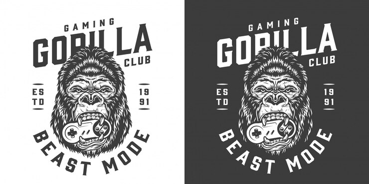 Vector Gratis vintage monochrome gaming club logo
