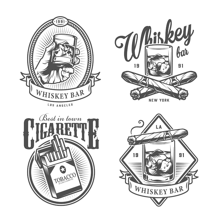 Vector Gratis vintage monochrome gentleman club labels