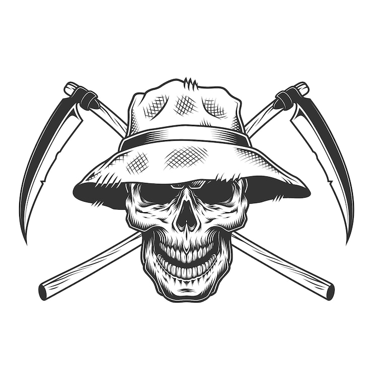 Vector Gratis vintage skull in panama hat
