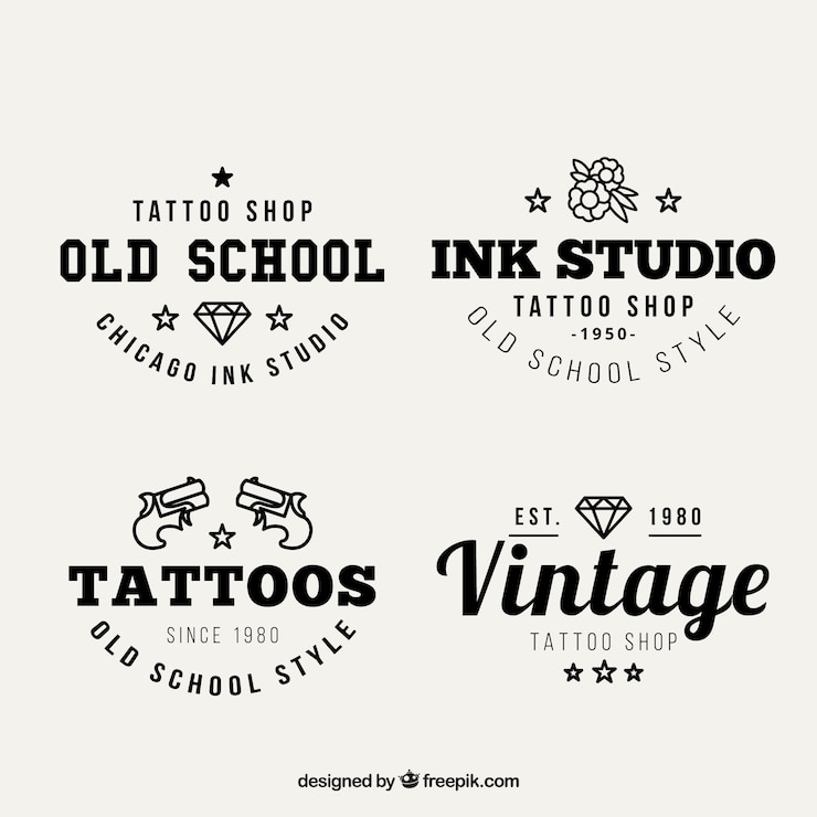 Vector Gratis vintage tattoo studio logos