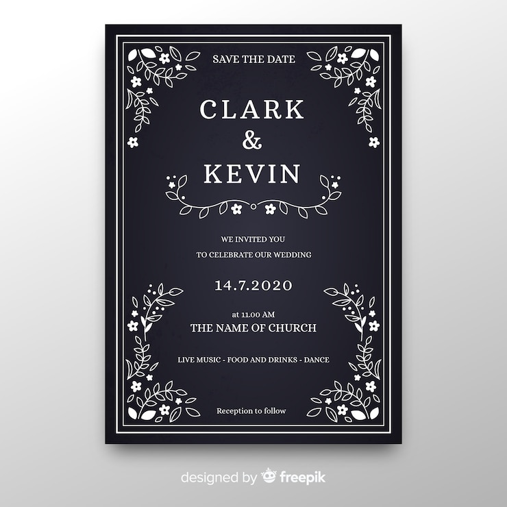 Vector Gratis vintage wedding invitation template on blackboard