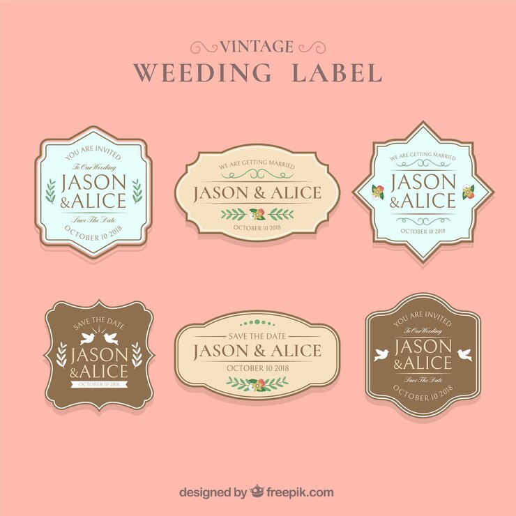 Vector Gratis vintage wedding label set