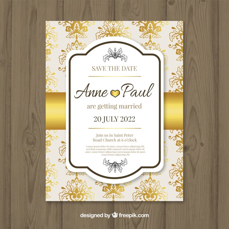 Vector Gratis vintage weding invitation with elegant style