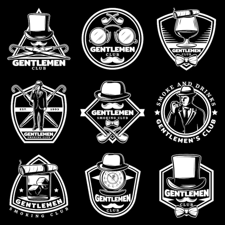 Vector Gratis vintage white gentleman labels set